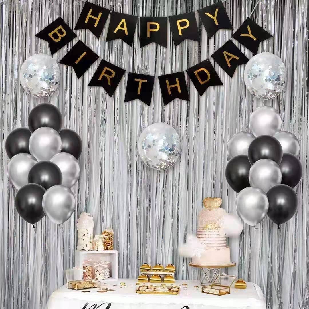 Purple Birthday Party Decorations Kit – Includes Banner, Fringe Curtain, Confetti Balloons For Women & Girls