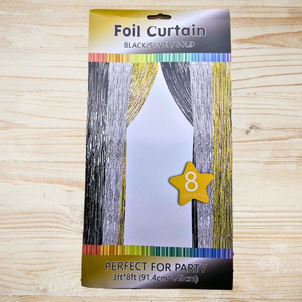 Silver Foil Fringe Curtain, 3ft x 8ft