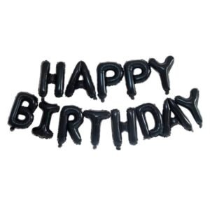 16″ Happy Birthday Mylar Alphabet Letters Banner Party Balloon for Birthday Party Decorations – Black