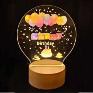 Creative Birthday Cake 3D Light Illusion LED Night Light Warm Light Birthday Gift Desk Lamp Night Light