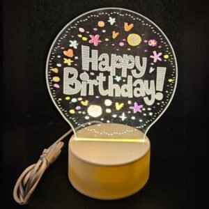 Happy Birthday 3D Light Illusion LED Night Light Warm Light Birthday Gift Desk Lamp Night Light