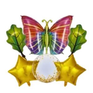 6 pcs Mylar Happy Birthday Butterfly Shape Balloon Bouquet