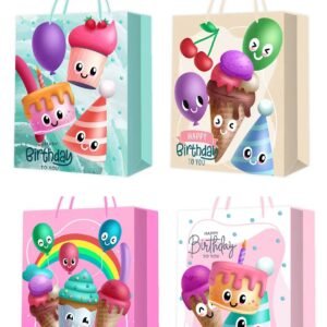 Gift Bags “Happy Birthday To You Ice Cream" - 12 Pcs 4 Assorted Design in a Pack