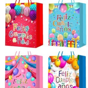 Gift Bags “Feliz Cumpleanos Balloons" - 12 Pcs 4 Assorted Design in a Pack