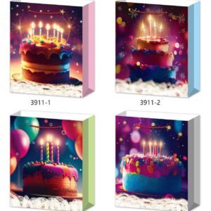 Gift Bags “Cake & Candles Design" - 12 Pcs 4 Assorted Design in a Pack