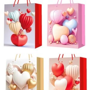 Gift Bags “Heart Design" - 12 Pcs 4 Assorted Design in a Pack