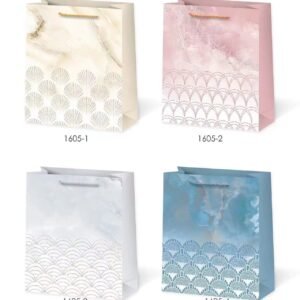 Gift Bags "Foil Trim Embellished" - 12 Pcs 4 Assorted Design in a Pack