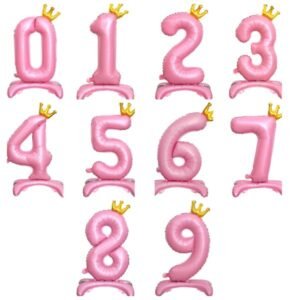 32″ Self-Standing Foil Number Balloons Baby Pink for Birthday Party Decoration