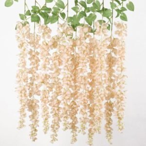 1 Pack 12ct | 3.25ft Artificial Wisteria Hanging Flowers – Wedding Decorations Blush