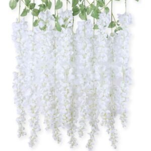 1 Pack 12ct | 3.25ft Artificial Wisteria Hanging Flowers – Wedding Decorations White