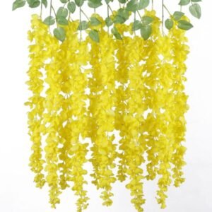 1 Pack 12ct | 3.25ft Artificial Wisteria Hanging Flowers – Wedding Decorations Yellow
