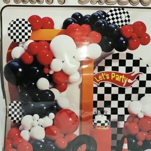 80Pcs | Red Black White Balloons Arch Garland Kit Party Supplies ( Race Car Theme)