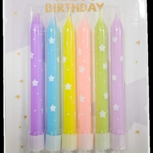 6Pcs | Happy Birthday Colorful Candle, Printed Stars
