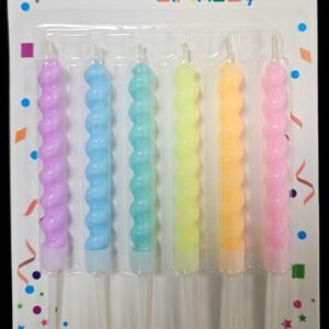 6Pcs | Happy Birthday Colorful Candle, Spiral design Paraffin Wax Candle
